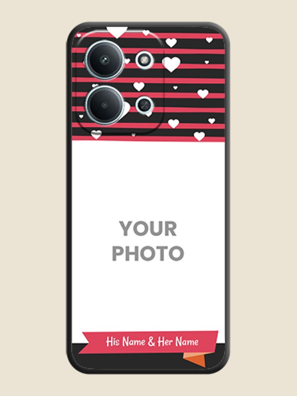 Custom White Color Love Symbols with Pink Lines Pattern On Space Black Custom Soft Matte Mobile Back Cover - Xiaomi Redmi 15C 5G - alternate view