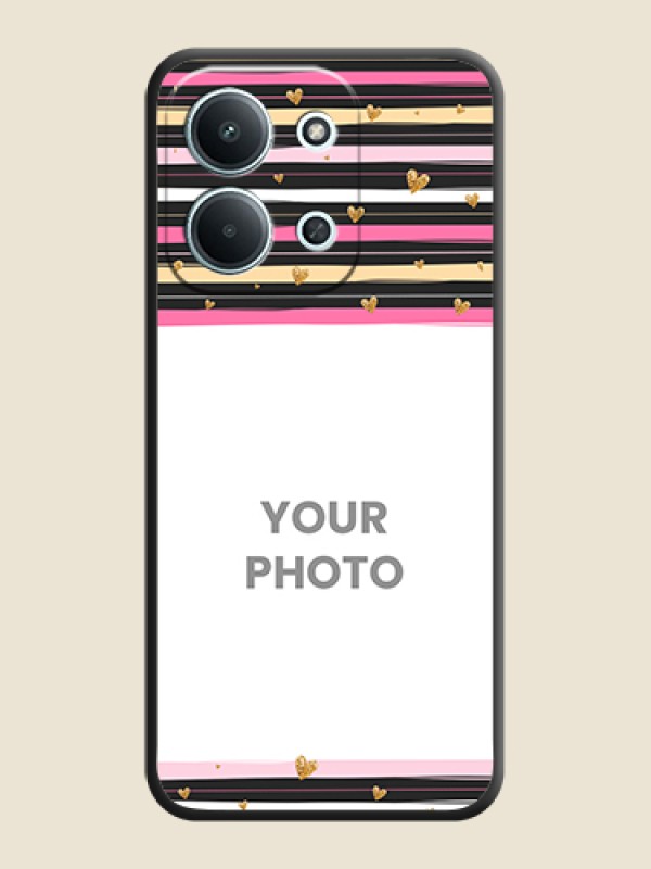 Custom Multicolor Lines and Golden Love Symbols Design on Photo On Space Black Custom Soft Matte Mobile Back Cover - Xiaomi Redmi 15C 5G - alternate view