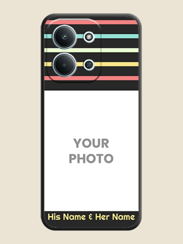 Custom Color Stripes with Photo and Text on Photo On Space Black Custom Soft Matte Mobile Back Cover - Xiaomi Redmi 15C 5G - alternate view