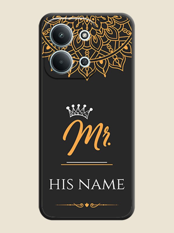 Custom Mr Name with Floral Design On Space Black Custom Soft Matte Mobile Back Cover - Xiaomi Redmi 15C 5G - alternate view