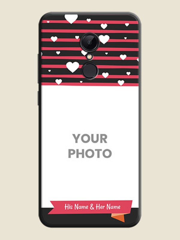 Custom White Color Love Symbols with Pink Lines Pattern on Space Black Custom Soft Matte Phone Cases - Redmi 5 - alternate view