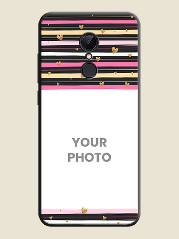 Custom Multicolor Lines and Golden Love Symbols Design - Photo on Space Black Soft Matte Mobile Cover - Redmi 5 - alternate view