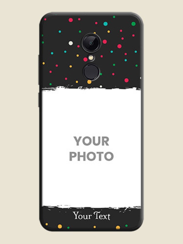 Custom Multicolor Dotted Pattern with Text on Space Black Custom Soft Matte Phone Back Cover - Redmi 5 - alternate view