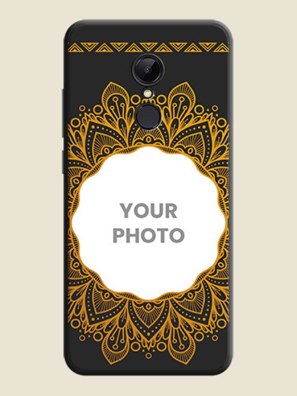 Custom Round Image with Floral Design - Photo on Space Black Soft Matte Mobile Cover - Redmi 5 - alternate view