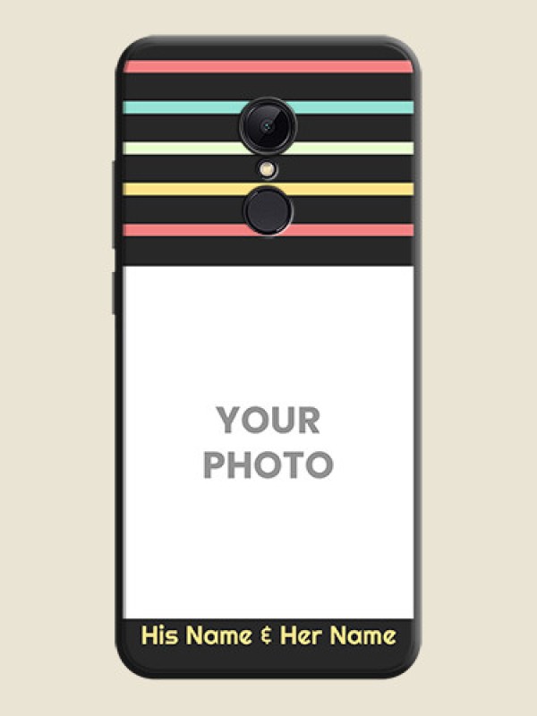 Custom Color Stripes with Photo and Text - Photo on Space Black Soft Matte Mobile Case - Redmi 5 - alternate view
