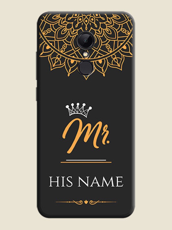Custom Mr Name with Floral Design  on Personalised Space Black Soft Matte Cases - Redmi 5 - alternate view
