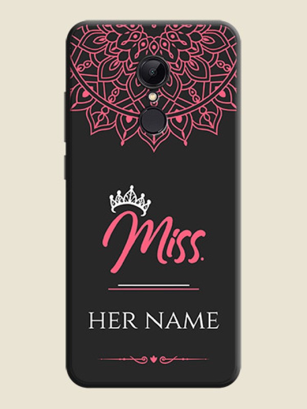 Custom Mrs Name with Floral Design on Space Black Personalized Soft Matte Phone Covers - Redmi 5 - alternate view