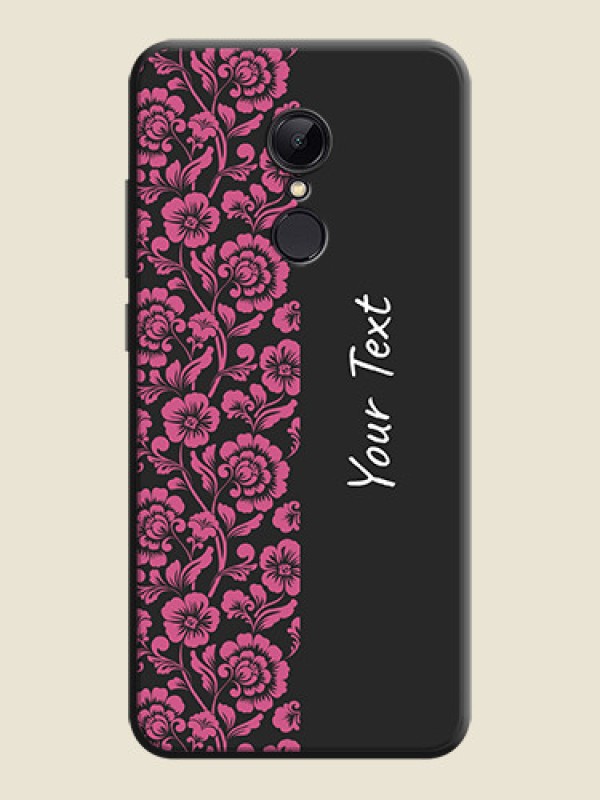 Custom Pink Floral Pattern Design With Custom Text On Space Black Personalized Soft Matte Phone Covers -Xiaomi Redmi 5 - alternate view