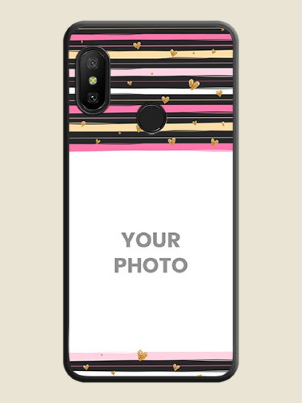 Custom Multicolor Lines and Golden Love Symbols Design on Photo on Space Black Soft Matte Mobile Cover - Redmi 6 Pro - alternate view