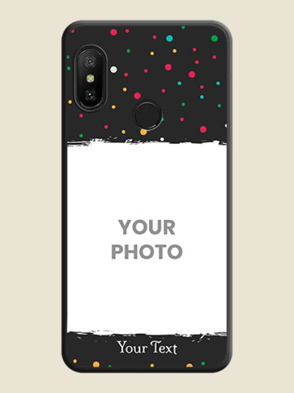 Custom Multicolor Dotted Pattern with Text on Space Black Custom Soft Matte Phone Back Cover - Redmi 6 Pro - alternate view
