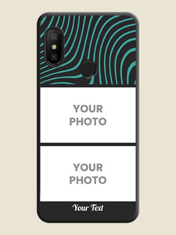 Custom Wave Pattern with 2 Image Holder on Space Black Personalized Soft Matte Phone Covers - Redmi 6 Pro - alternate view