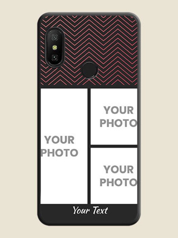 Custom Wave Pattern with 3 Image Holder on Space Black Custom Soft Matte Back Cover - Redmi 6 Pro - alternate view