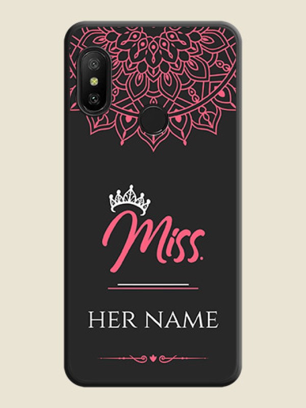 Custom Mrs Name with Floral Design on Space Black Personalized Soft Matte Phone Covers - Redmi 6 Pro - alternate view