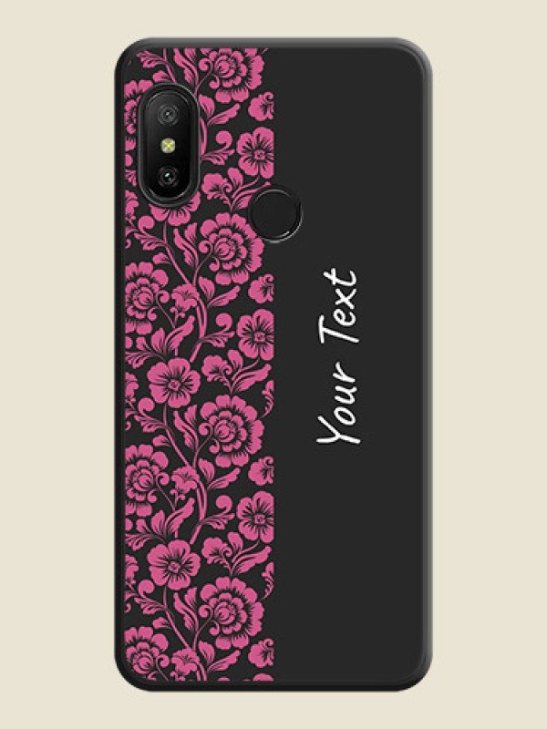 Custom Pink Floral Pattern Design With Custom Text On Space Black Personalized Soft Matte Phone Covers -Xiaomi Redmi 6 Pro - alternate view