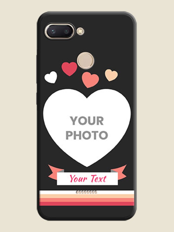 Custom Love Shaped Photo with Colorful Stripes on Personalised Space Black Soft Matte Cases - Redmi 6 - alternate view