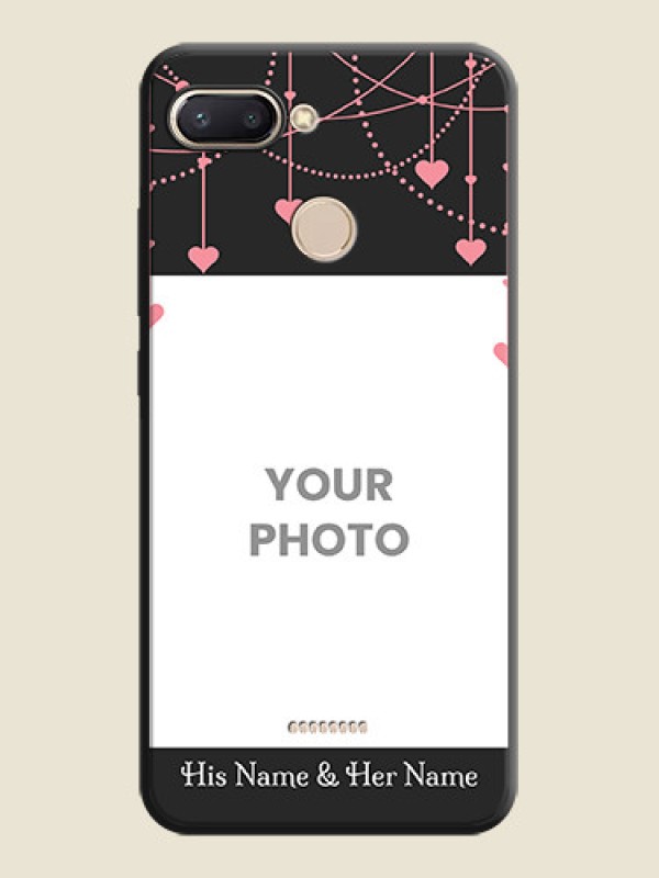 Custom Pink Love Hangings with Text on Space Black Custom Soft Matte Back Cover - Redmi 6 - alternate view