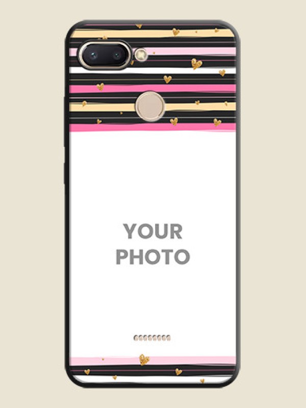 Custom Multicolor Lines and Golden Love Symbols Design - Photo on Space Black Soft Matte Mobile Cover - Redmi 6 - alternate view