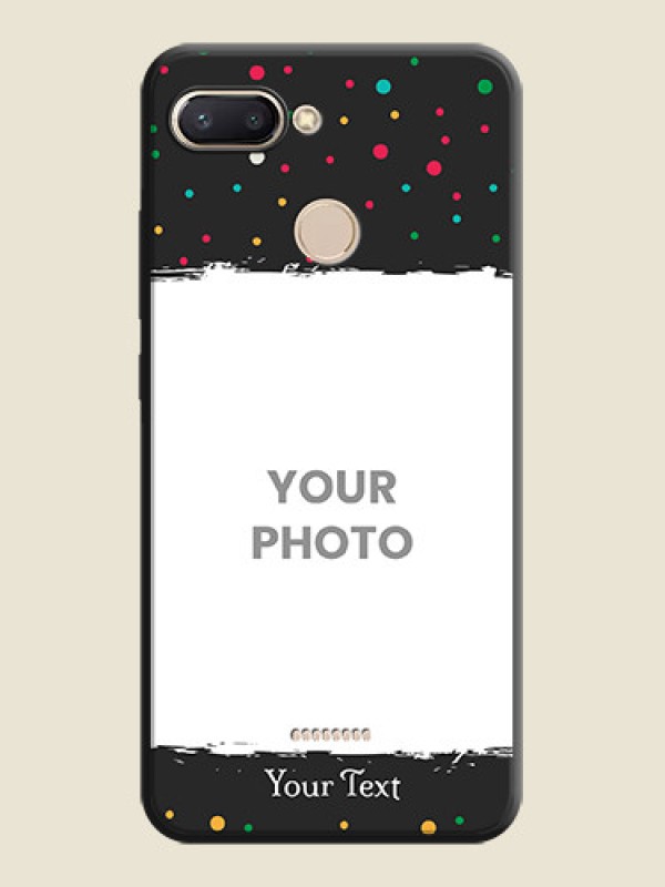 Custom Multicolor Dotted Pattern with Text on Space Black Custom Soft Matte Phone Back Cover - Redmi 6 - alternate view