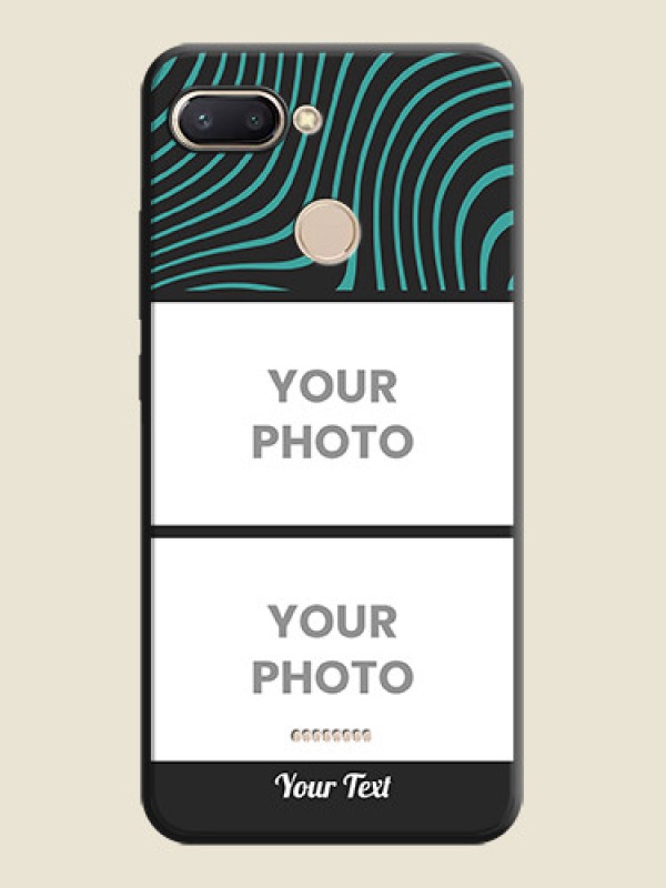 Custom Wave Pattern with 2 Image Holder on Space Black Personalized Soft Matte Phone Covers - Redmi 6 - alternate view