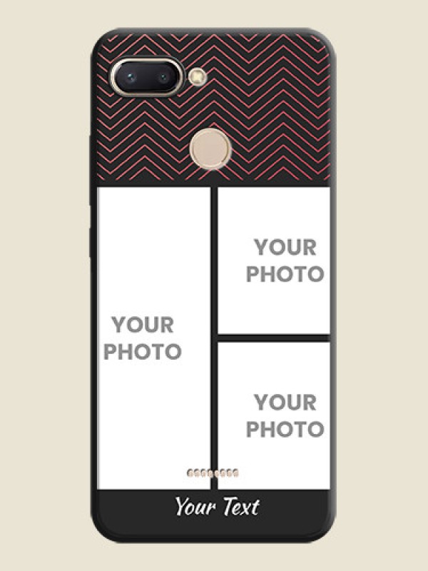 Custom Wave Pattern with 3 Image Holder on Space Black Custom Soft Matte Back Cover - Redmi 6 - alternate view