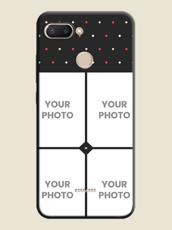 Custom Multicolor Dotted Pattern with 4 Image Holder on Space Black Custom Soft Matte Phone Cases - Redmi 6 - alternate view