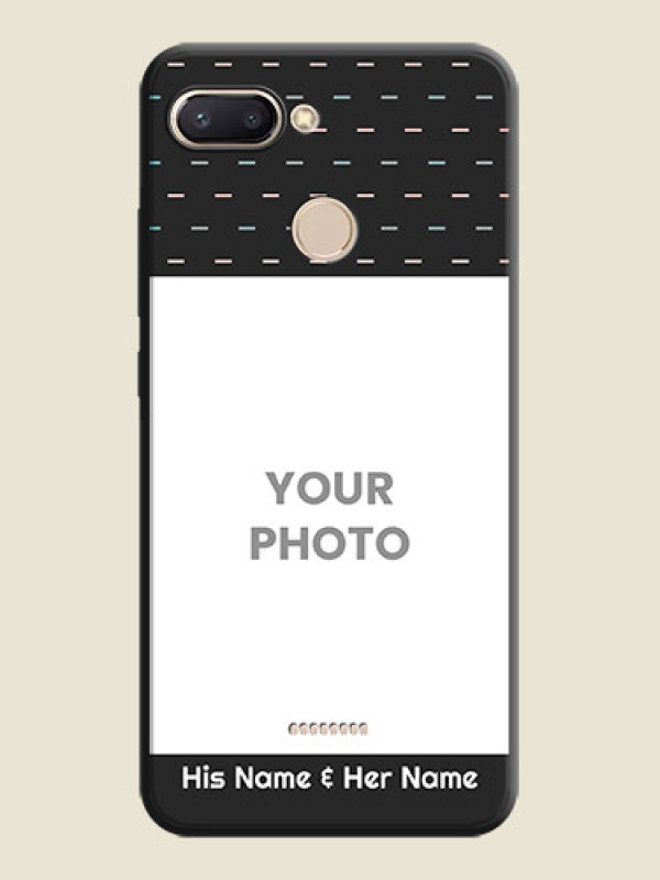 Custom Line Pattern Design with Text on Space Black Custom Soft Matte Phone Back Cover - Redmi 6 - alternate view