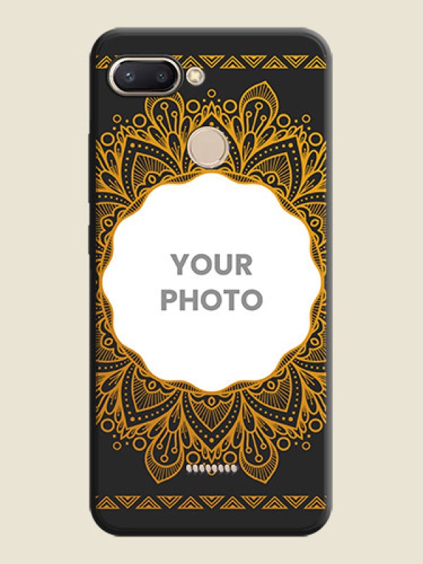 Custom Round Image with Floral Design - Photo on Space Black Soft Matte Mobile Cover - Redmi 6 - alternate view