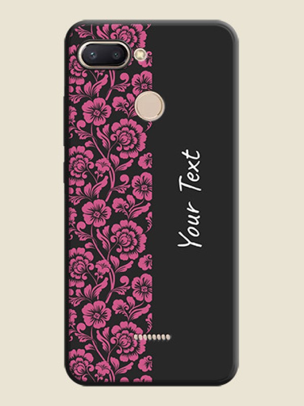 Custom Pink Floral Pattern Design With Custom Text On Space Black Personalized Soft Matte Phone Covers -Xiaomi Redmi 6 - alternate view