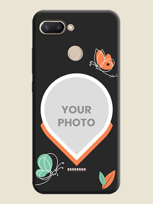Custom Upload Pic With Simple Butterly Design On Space Black Personalized Soft Matte Phone Covers -Xiaomi Redmi 6 - alternate view