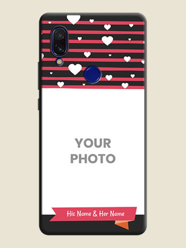 Custom White Color Love Symbols with Pink Lines Pattern on Space Black Custom Soft Matte Phone Cases - Redmi 7 - alternate view