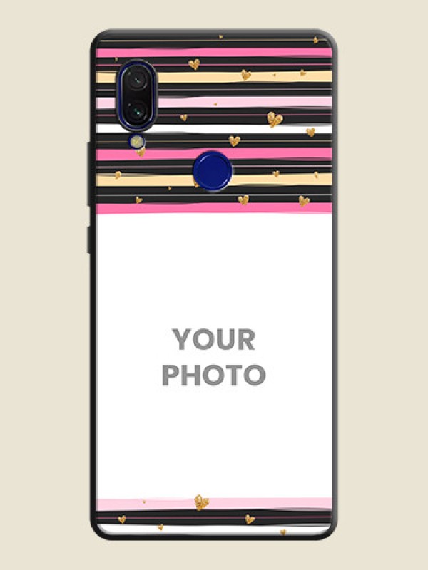 Custom Multicolor Lines and Golden Love Symbols Design - Photo on Space Black Soft Matte Mobile Cover - Redmi 7 - alternate view