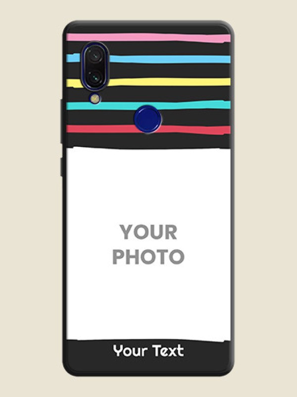 Custom Multicolor Lines with Image on Space Black Personalized Soft Matte Phone Covers - Redmi 7 - alternate view