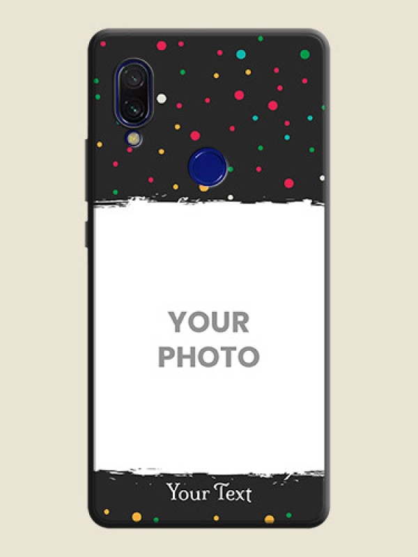 Custom Multicolor Dotted Pattern with Text on Space Black Custom Soft Matte Phone Back Cover - Redmi 7 - alternate view