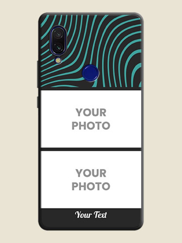 Custom Wave Pattern with 2 Image Holder on Space Black Personalized Soft Matte Phone Covers - Redmi 7 - alternate view