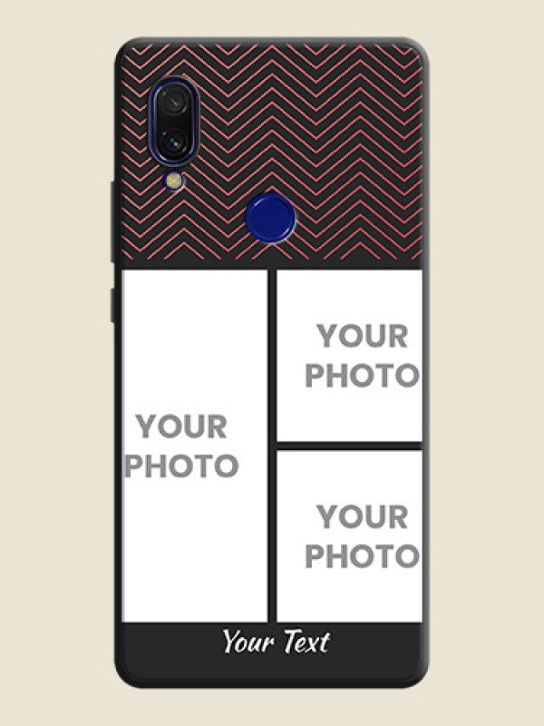 Custom Wave Pattern with 3 Image Holder on Space Black Custom Soft Matte Back Cover - Redmi 7 - alternate view
