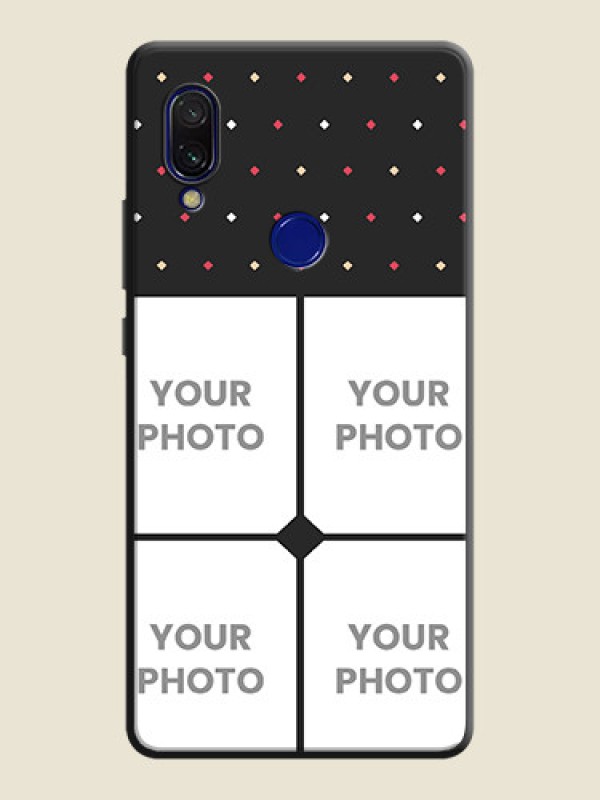 Custom Multicolor Dotted Pattern with 4 Image Holder on Space Black Custom Soft Matte Phone Cases - Redmi 7 - alternate view