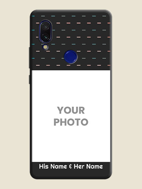 Custom Line Pattern Design with Text on Space Black Custom Soft Matte Phone Back Cover - Redmi 7 - alternate view