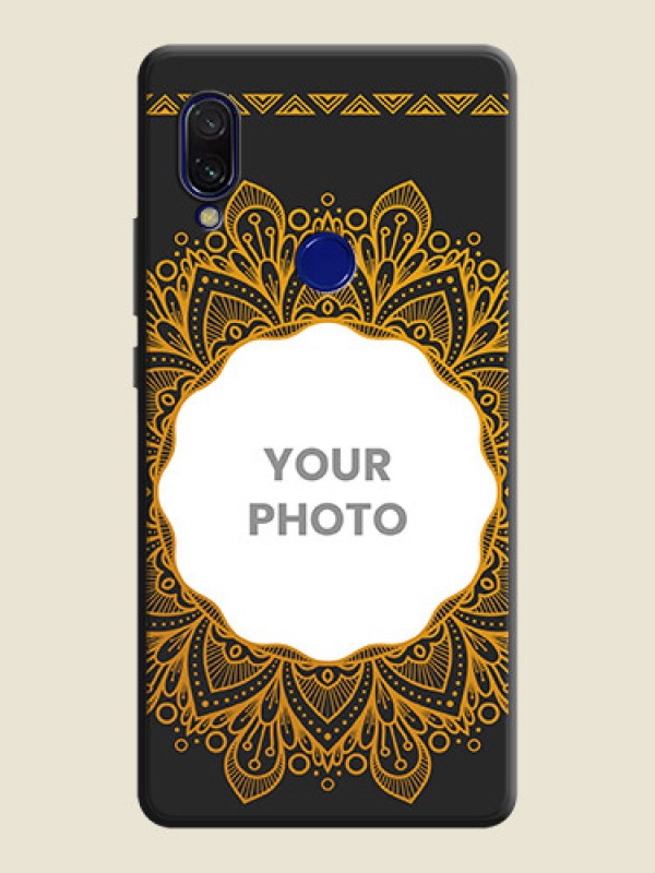 Custom Round Image with Floral Design - Photo on Space Black Soft Matte Mobile Cover - Redmi 7 - alternate view