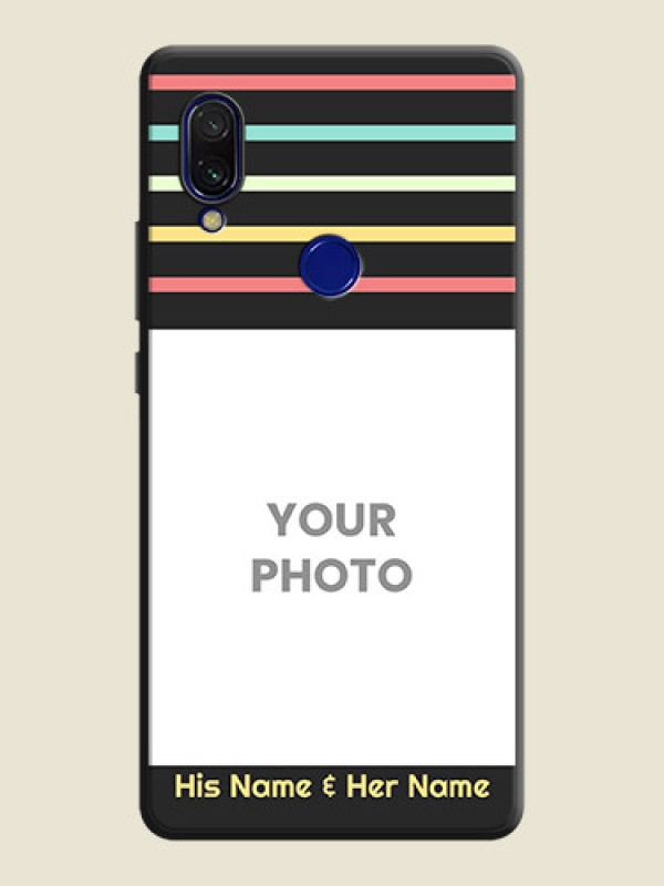 Custom Color Stripes with Photo and Text - Photo on Space Black Soft Matte Mobile Case - Redmi 7 - alternate view