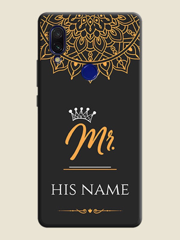 Custom Mr Name with Floral Design  on Personalised Space Black Soft Matte Cases - Redmi 7 - alternate view