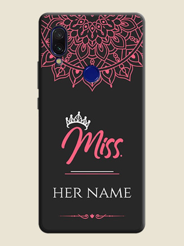 Custom Mrs Name with Floral Design on Space Black Personalized Soft Matte Phone Covers - Redmi 7 - alternate view