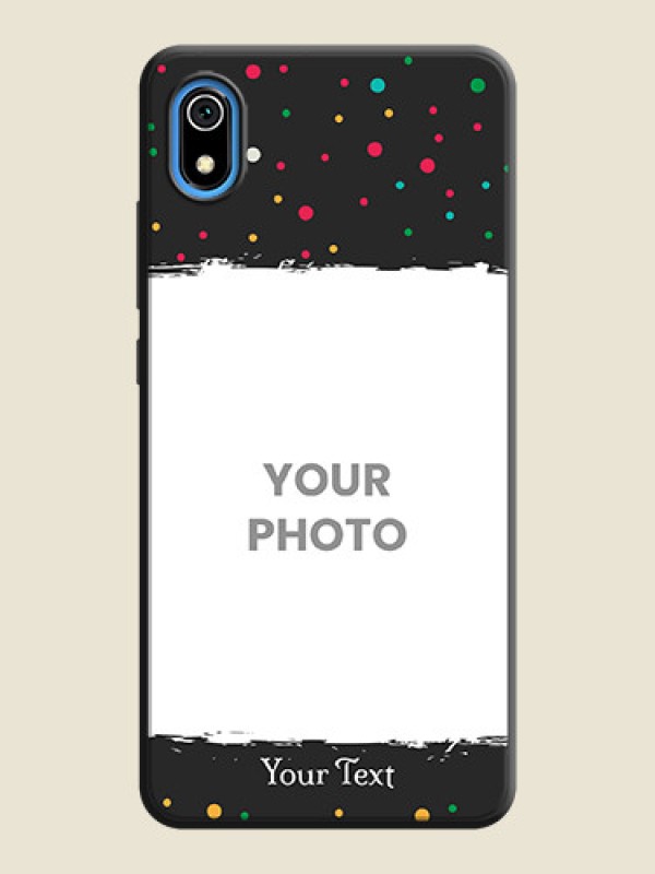 Custom Multicolor Dotted Pattern with Text on Space Black Custom Soft Matte Phone Back Cover - Redmi 7A - alternate view