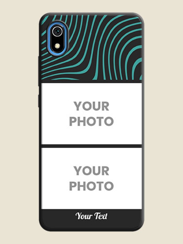 Custom Wave Pattern with 2 Image Holder on Space Black Personalized Soft Matte Phone Covers - Redmi 7A - alternate view
