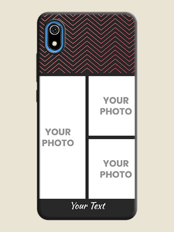 Custom Wave Pattern with 3 Image Holder on Space Black Custom Soft Matte Back Cover - Redmi 7A - alternate view