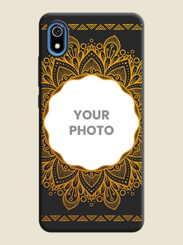 Custom Round Image with Floral Design - Photo on Space Black Soft Matte Mobile Cover - Redmi 7A - alternate view
