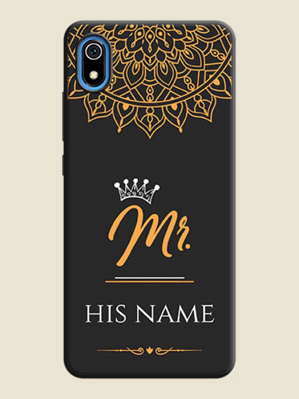 Custom Mr Name with Floral Design  on Personalised Space Black Soft Matte Cases - Redmi 7A - alternate view
