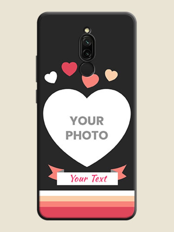 Custom Love Shaped Photo with Colorful Stripes on Personalised Space Black Soft Matte Cases - Redmi 8 - alternate view