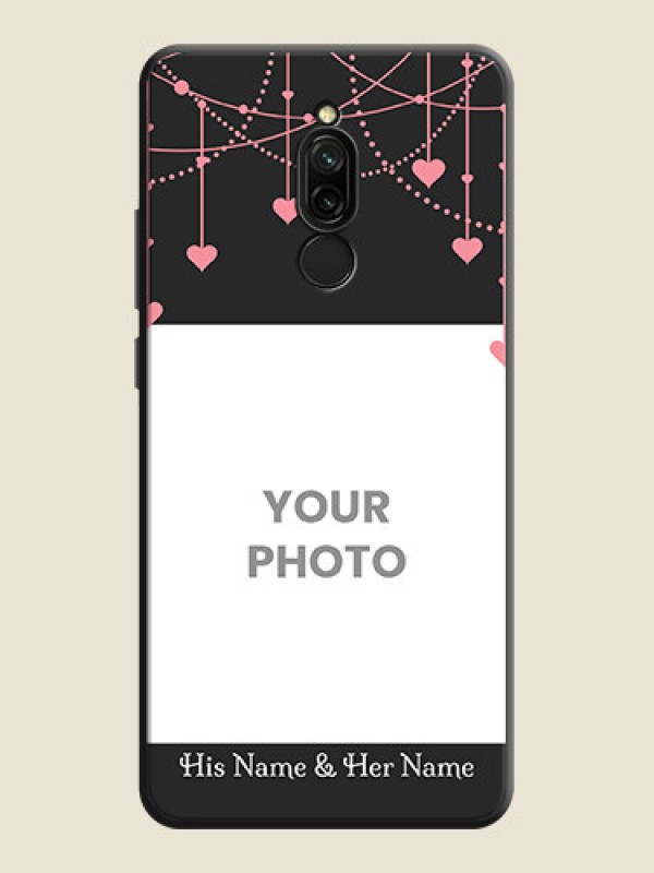 Custom Pink Love Hangings with Text on Space Black Custom Soft Matte Back Cover - Redmi 8 - alternate view