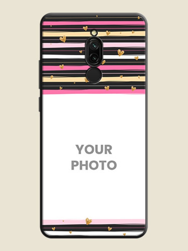 Custom Multicolor Lines and Golden Love Symbols Design - Photo on Space Black Soft Matte Mobile Cover - Redmi 8 - alternate view