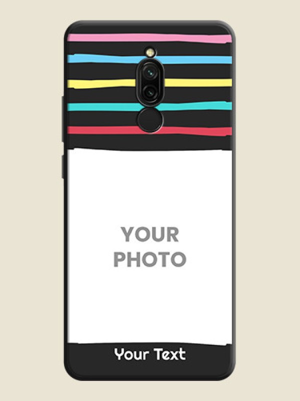 Custom Multicolor Lines with Image on Space Black Personalized Soft Matte Phone Covers - Redmi 8 - alternate view